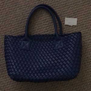 Beautiful royal blue leather mini Market Bag.